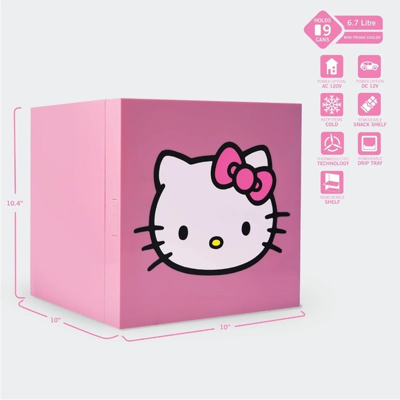 COPY - Hello Kitty Pink Cooler Mini Fridge 6.7L Single Door 9 Can ACDC - Picture 3 of 5